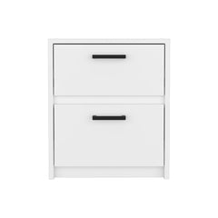 Nightstand Chequered, Two Drawes, White Finish