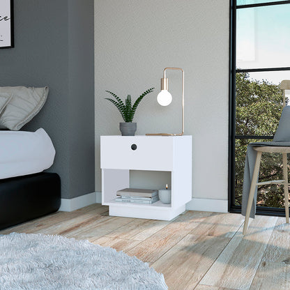 Nightstand, One Drawer, White Finish