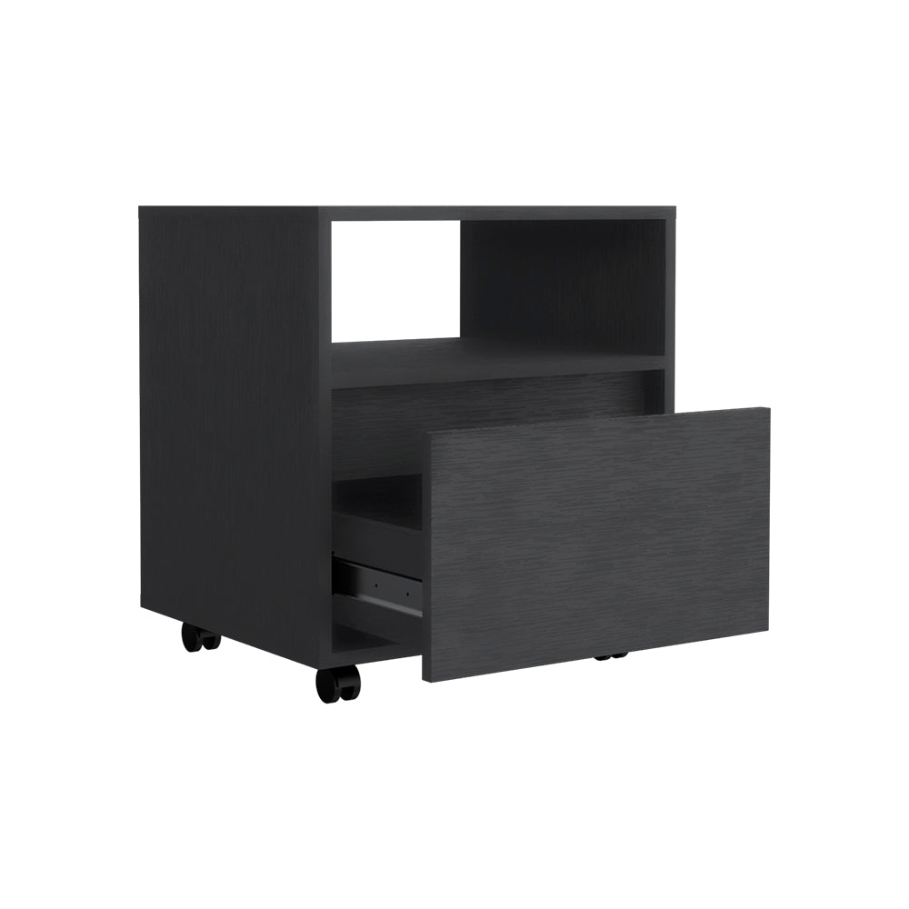 2 Piece Bedroom Set, Nightstand + Dresser, Black Wengue Finish.