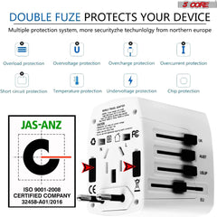 5Core Universal Travel Adapter International Power Adapters 3 Pack