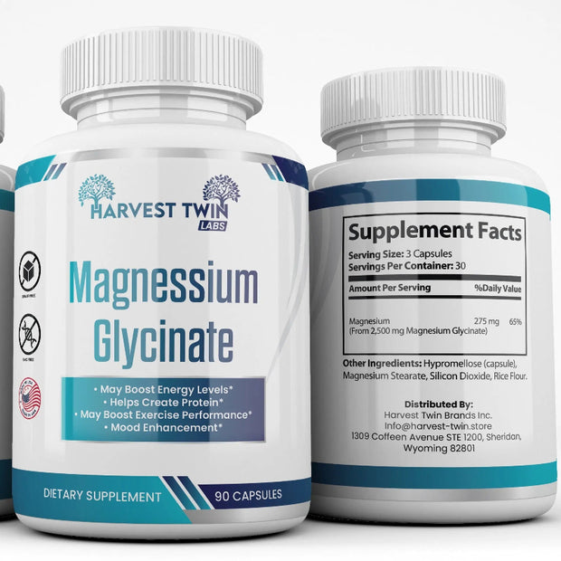 Harvest Twin Labs Magnesium Glycinate Capsules – Energy & Mood Support