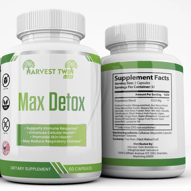 Harvest Twin Labs Max Detox Dietary Supplement – 60 Capsules