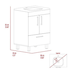 Single Bathroom Vanity Mayorca, Double Door Cabinet, One Drawer, White