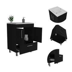 Single Bathroom Vanity Mayorca, Double Door Cabinet, One Drawer, Black