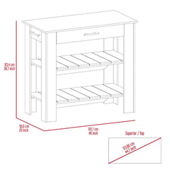 Îlot de cuisine 40 pouces Dozza, deux tablettes, wengue noir / chêne clair