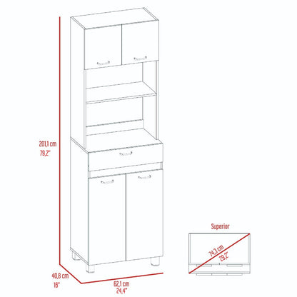 Microwave Cabinet, Double Door, White Finish