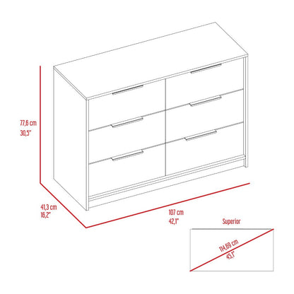 4 Drawer Double Dresser Metal Handle, Black Wengue / Pine Finish.