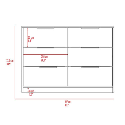 4 Drawer Double Dresser Metal Handle, Black Wengue / Pine Finish.