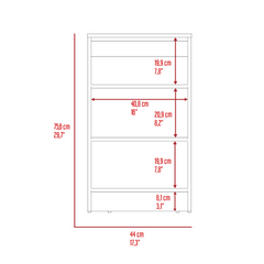 Linen Cabinet Jenne, Four Open Shelves, Light Oak / White Finish