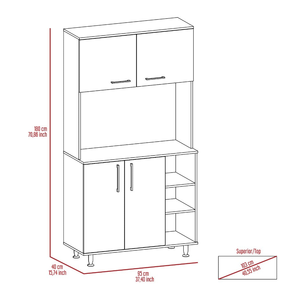 Pantry Cabinet, Double Door, Black Wengue Finish.