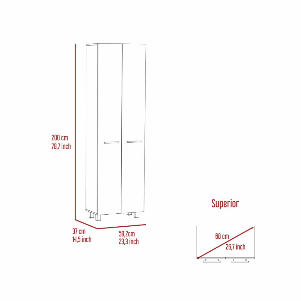 Pantry Cabinet, Five Interior Shelves, White Finish