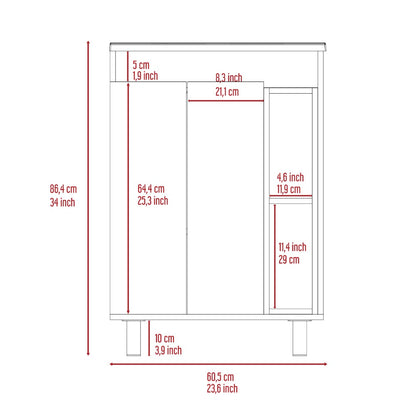 Vanity, Double Door Cabinet, White Finish.