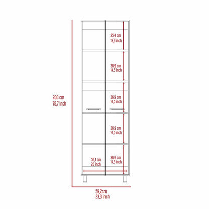 Pantry Cabinet, Five Interior Shelves, White Finish