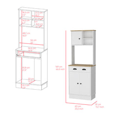 Meuble de rangement pour micro-ondes avec 3 portes et tiroir Arlington, blanc /