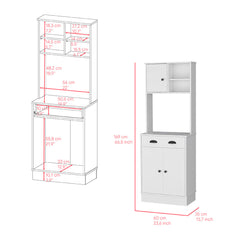 Meuble de rangement pour micro-ondes avec 3 portes et tiroir Arlington, blanc