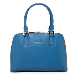 Melissa Blue Saffiano Leather Satchel Bag Purse