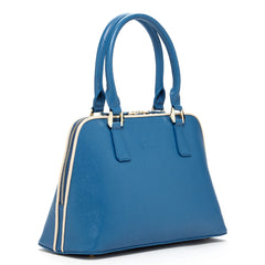 Melissa Blue Saffiano Leather Satchel Bag Purse