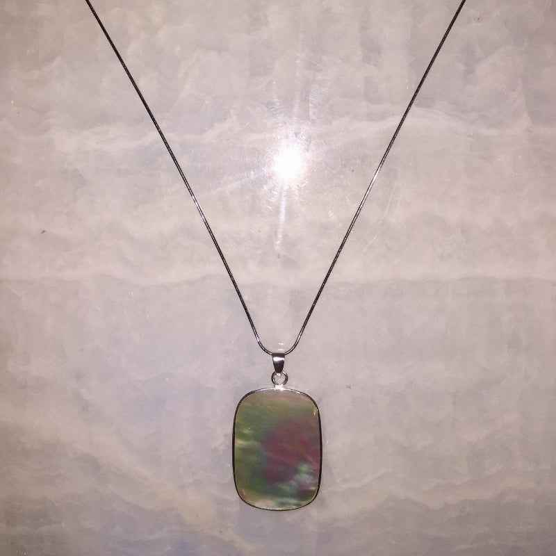 Iridescent Pendant Necklace Minimal Chain Jewelry