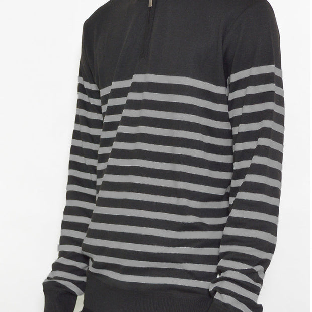 Elevate Your Style with Our Men's Striped Half-Zip Pullover