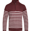 Men’s Striped Half-Zip Pullover in Black, Blue, Burgundy, and Gray