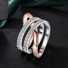 Rose Gold Wide Band Cocktail Ring with CZ