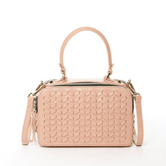 Bolso de piel tejida en color rosa Kayla