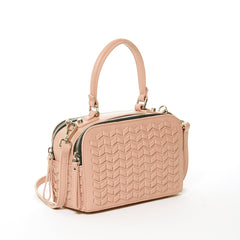 Bolso de piel tejida en color rosa Kayla