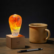 LED Light Bulb Lamp with Wooden Base - Unique Decorative Lighting (Flame Design)