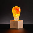 LED Light Bulb Lamp with Wooden Base - Unique Decorative Lighting (Flame Design)