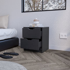 Nightstand Gandu, Two Drawers, Black Wengue Finish