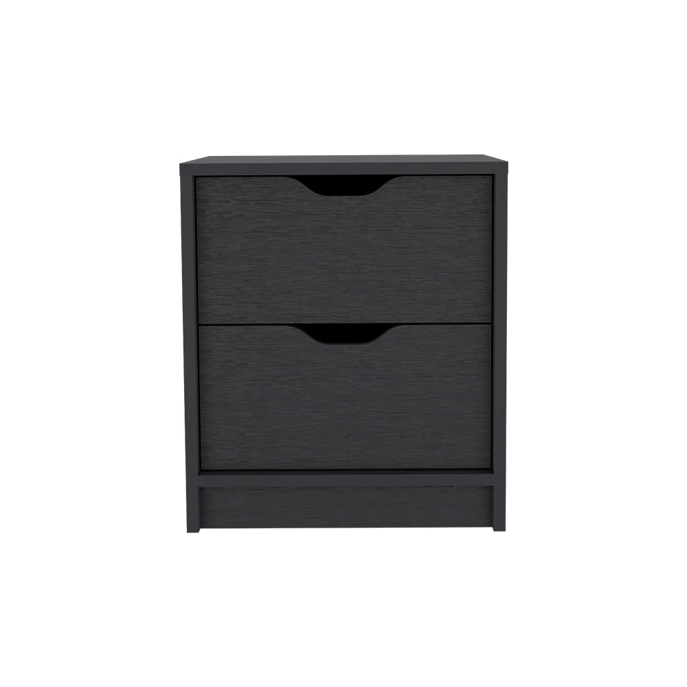 Nightstand, Two Drawers, Black Wengue Finish