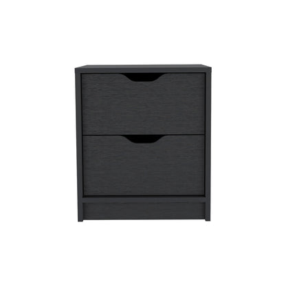 Nightstand, Two Drawers, Black Wengue Finish