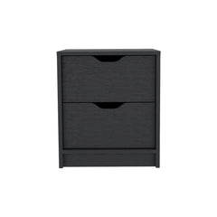 Nightstand Gandu, Two Drawers, Black Wengue Finish