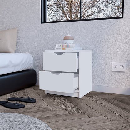 White Finish Nightstand,Two Drawers