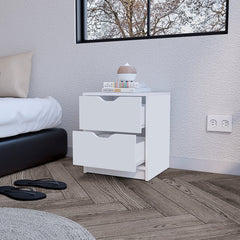 Nightstand Gandu, Two Drawers, White Finish