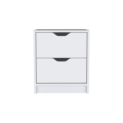 White Finish Nightstand,Two Drawers