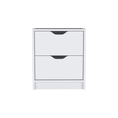 Nightstand Gandu, Two Drawers, White Finish