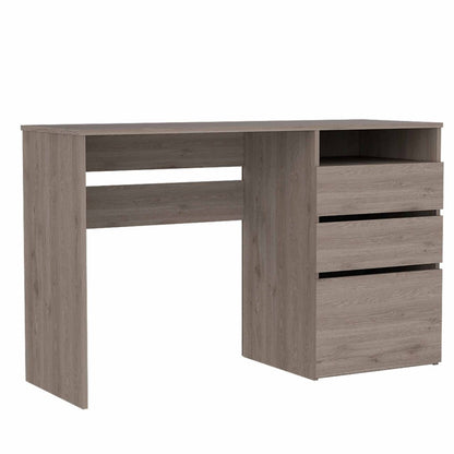 Computer Desk, One Shelf, Light Gray Finish.