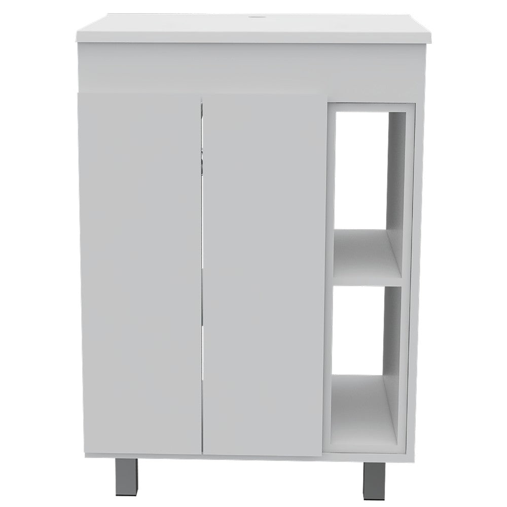 Vanity, Double Door Cabinet, White Finish.