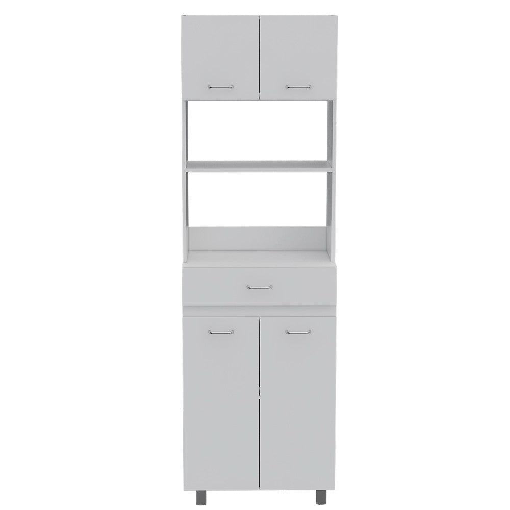 Microwave Cabinet, Double Door, White Finish