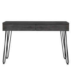 Desk Hinsdale with Hairpin Legs and Two Drawers, Black Wengue Finish