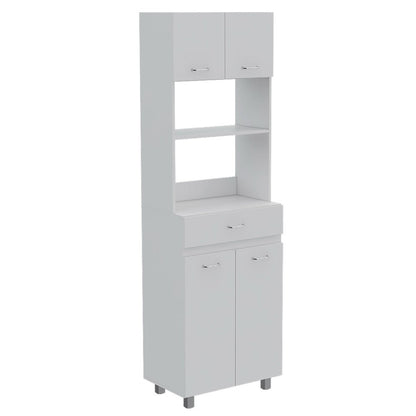 Microwave Cabinet, Double Door, White Finish