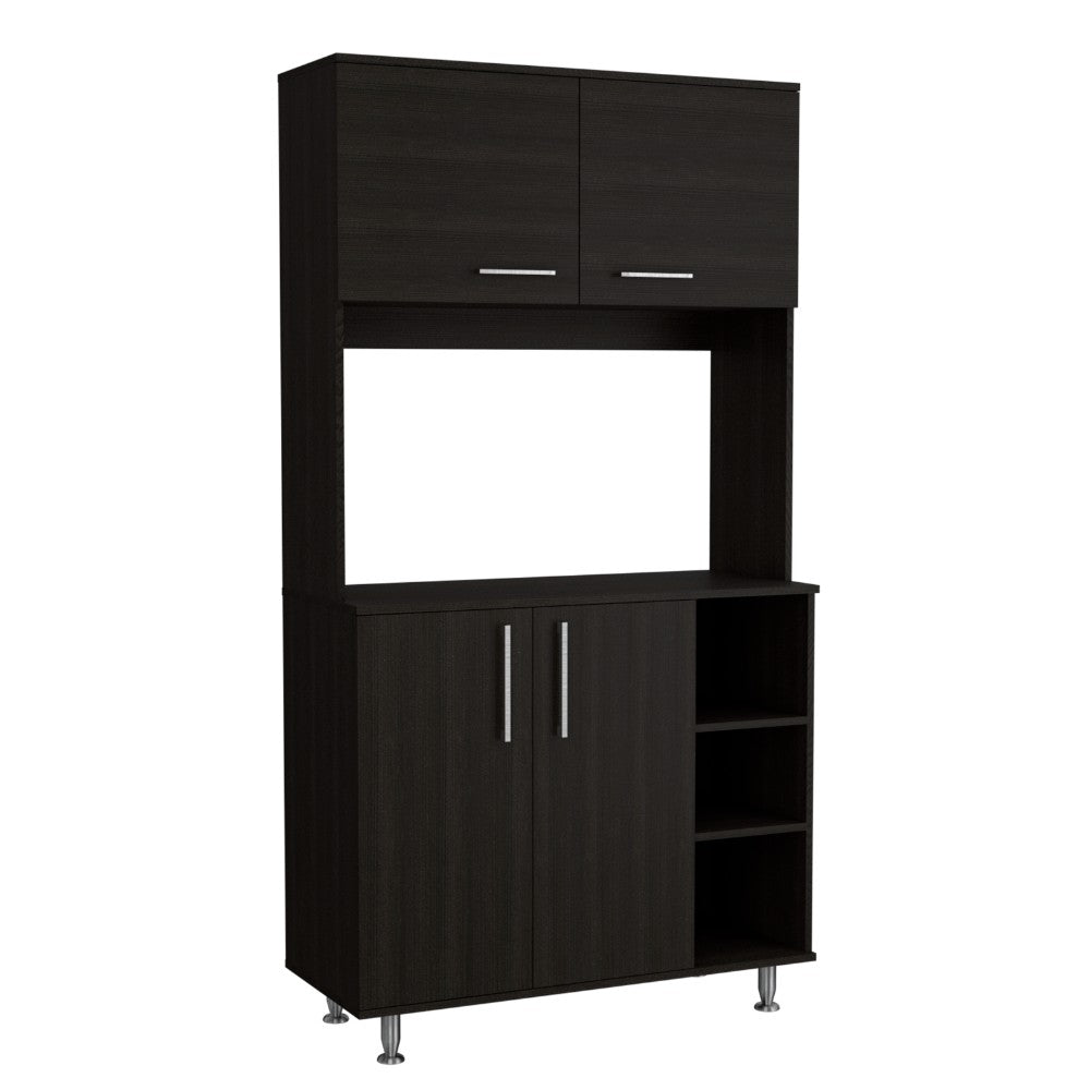 Pantry Cabinet, Double Door, Black Wengue Finish.