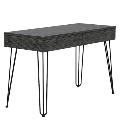 Desk with Hairpin Legs and Two Drawers, Black Wengue Finish.