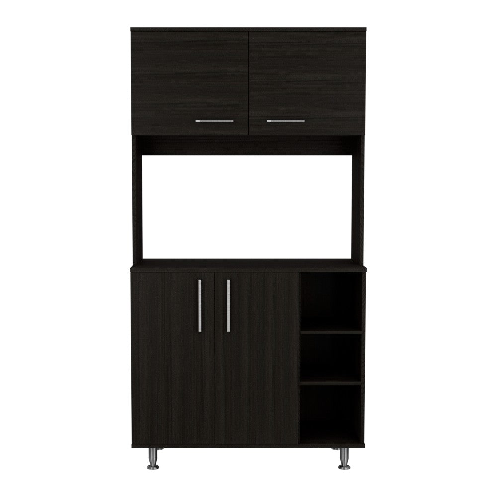 Pantry Cabinet, Double Door, Black Wengue Finish.