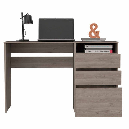 Computer Desk, One Shelf, Light Gray Finish.