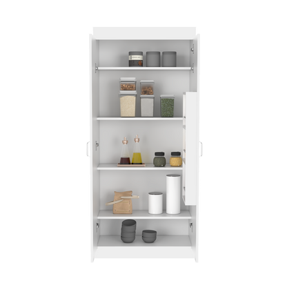 Pantry Cabinet, Five Shelves, White Finish.