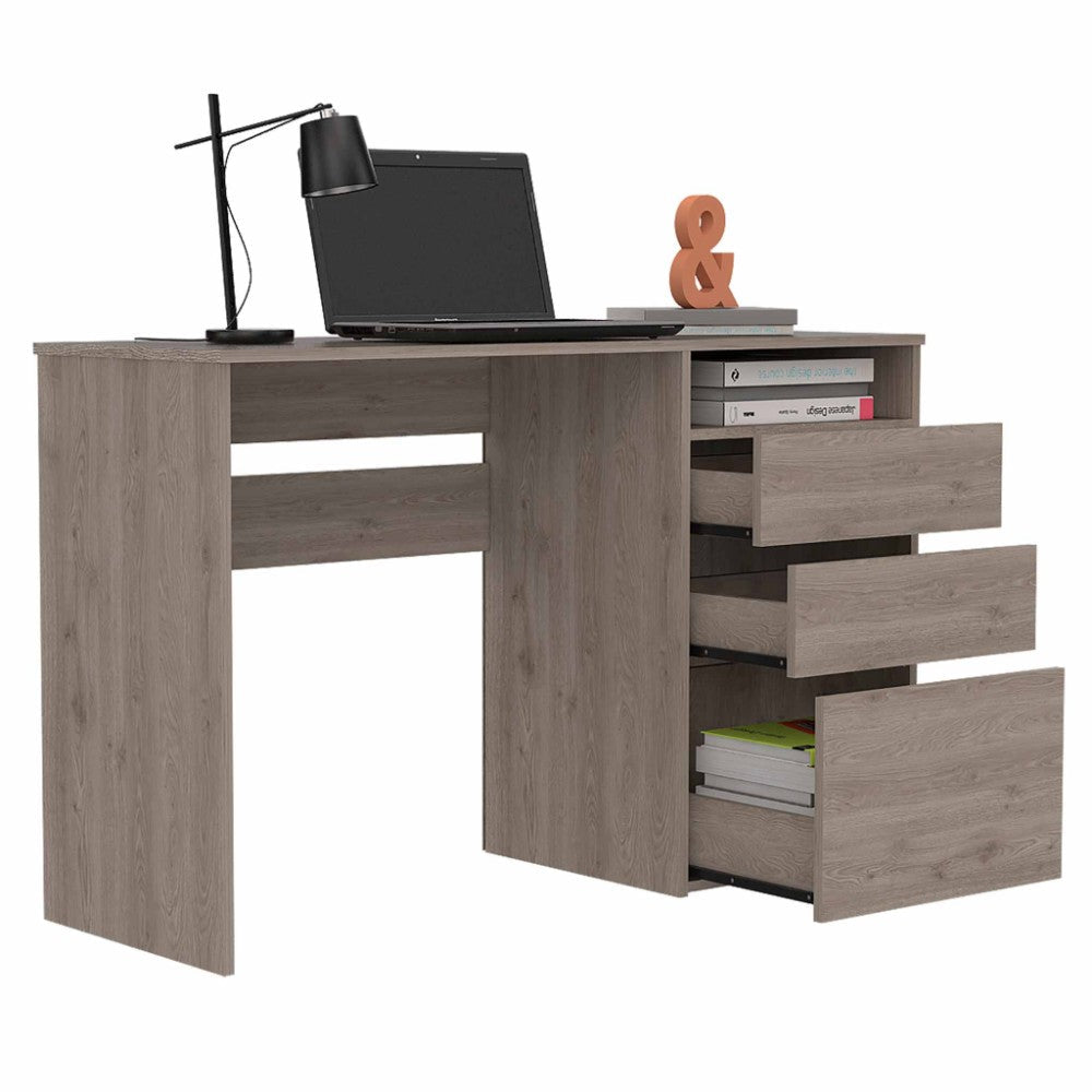 Computer Desk, One Shelf, Light Gray Finish.