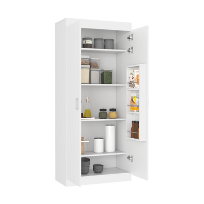 Pantry Cabinet, Five Shelves, White Finish.