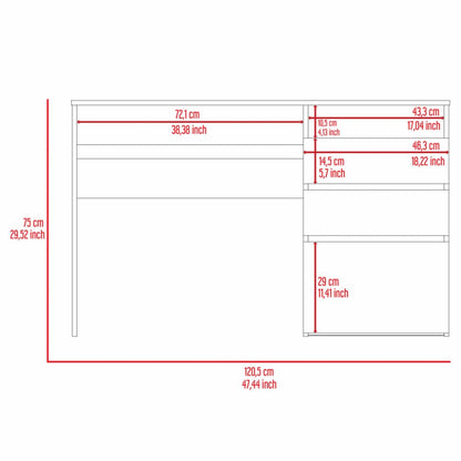 Computer Desk, One Shelf, Light Gray Finish.